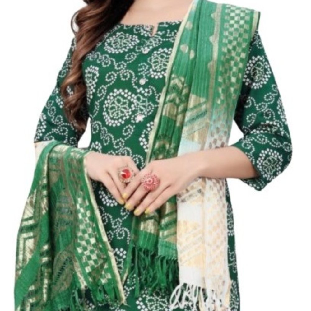 Bandhani print kurti set with dupatta